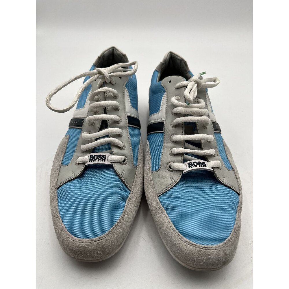 Hugo Boss Mens Blue & White Low Top Sneakers Size 12 Lace Up Casual Shoes